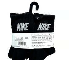 Nike Crew Socks 6 Pairs Dri Fit Boys Black Youth Size 7C-10C