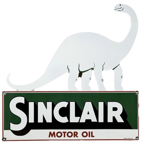 VINTAGE SINCLAIR MOTOR OIL PORCELAIN SIGN DEALERSHIP GAS STATION DINO GASOLINE