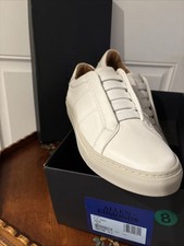 Allen Edmonds Colton Slip On Stretch Lace White Leather Sneakers Men's 8 D