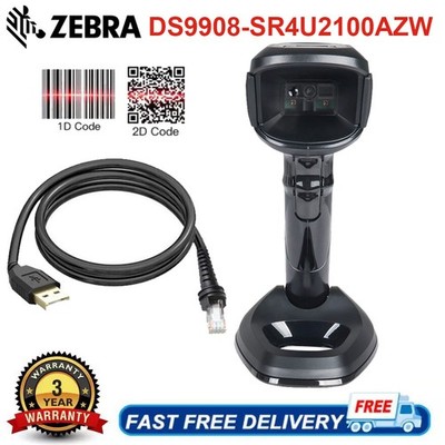 New Zebra DS9908-SR4U2100AZW 1D 2D LED Portable Barcode Scanner With USB Cable