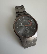 Skagen Denmark SKW6076 40mm Quartz Chronograph Date Grey Dial SS Bracelet