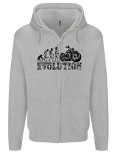 Evolution of Motorcycle Motorbike Biker Mens Zip Up Hoodie