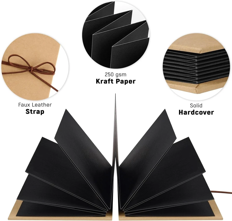 Álbum de recortes pequeño de 6 x 8 pulgadas con páginas negras, 6 x 8 pulgadas, interior Foto 3 de 4