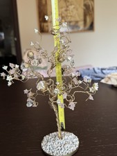 Coppia DiSculture Ad Albero Swarosky Lavorazione A Mano. Altezza 12 E 24 Cm