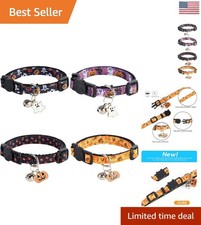 Lightweight Adjustable Cat Collars with Bells - Perfect for Halloween Fun 