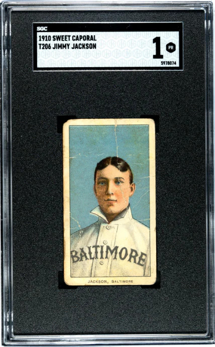 1909 T206 JIMMY JACKSON NNO POOR SWEET CAPORAL 350 SGC 1 BALTIMORE ORIOLES