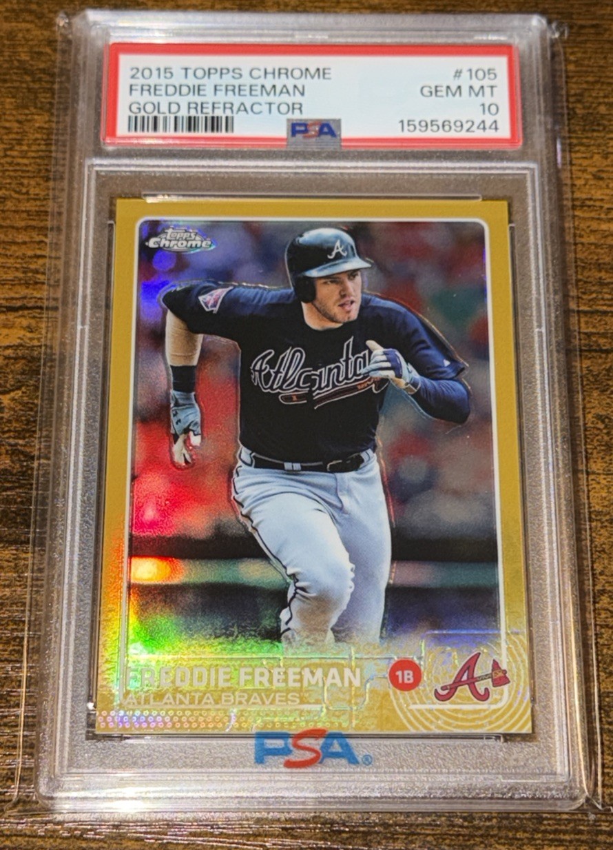 2015 Topps Chrome #105 Freddie Freeman Gold Refractor /50 PSA 10 Gem Mint 