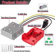 18v to 12v Step Down Converter for Milwaukee M18 Power Wheels Battery Adapter D