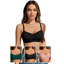 Womens Seamless Wireless Bra Adjustable Straps Soft Comfort Bralette Pack of 3