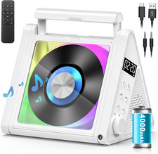 Portable CD Player with Bluetooth  RGB Colorful Lights, 4000mAh Rechargeable