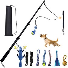 GRETMIX Flirt Pole for Dogs, Interactive Toys 50Inch Pole-Black, Black