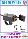 MOTORBIKE DUAL USB HANDLEBAR MOUNT, WATERPROOF MOTORCYCLE 12V POWER OUTPUT