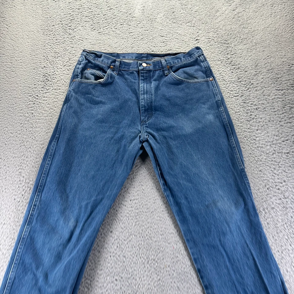 Pantalones de mezclilla rectos vintage Wrangler corte vaquero 31 MWZ para hombre 35x36 azul algodón Foto 2 de 4