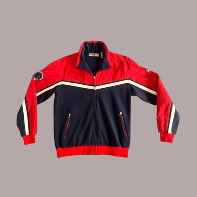 Vintage FILA Ski Track Jacket XL Red Navy Val Gardena Italy 90s
