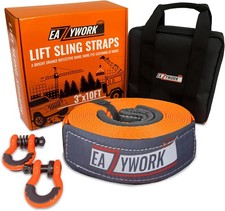 Heavy Duty Lifting Sling Straps 3 Inch 10 Foot Polyester Tow Recovery Strap