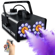 1200W Fog Machine with 18 LED Lights, Dual Spray Horizontal LED Smoke Machine...