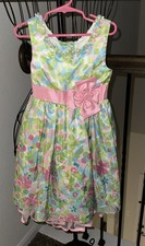 Girls Jona Michelle Easter Spring Summer Floral Pink And Green Dress Size 5