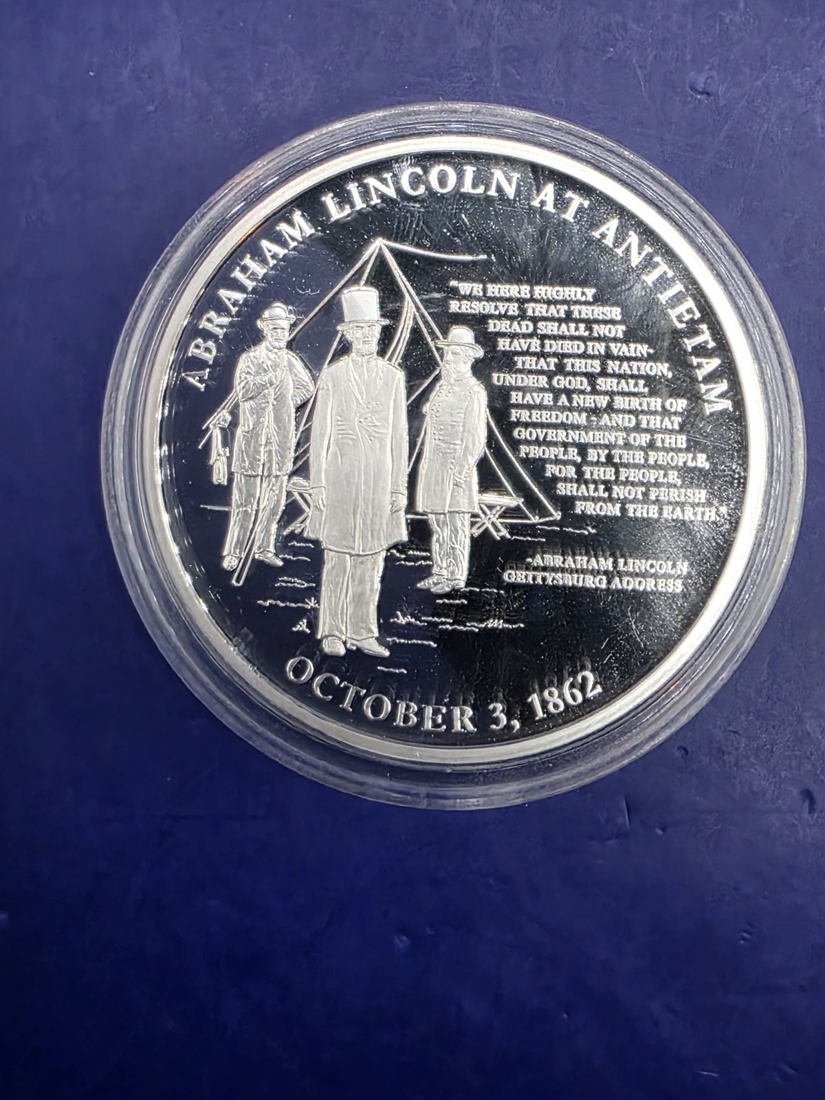 American Mint Abraham Lincoln At Antietam 1809-1865 Silver Plated Coin
