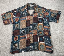 VTG Pierre Cardin Abstract Print Shirt Men's XL Loop Collar Silk Vacation Date