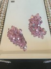 Laguna MCM Crystal Clip On Earrings with Iridescent pink crystal bead clusters. — photo 3