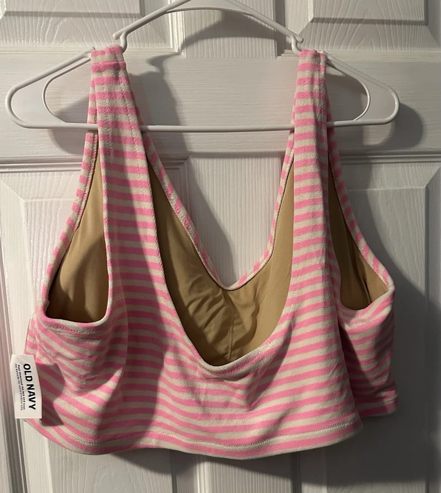 Женские 4 x бикини комплект махровая текстура розовый и белый полоски от старый темно-синий - Изображение 2 из 4