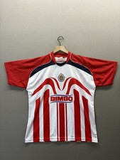 Vintage Chivas De Guadalajara Home Soccer Red Jersey Striped Bimbo No Size Tag