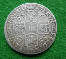 1723 GEORGE I SILVER SHILLING - FRENCH ARMS AT DATE - FINE+
