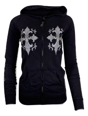 Affliction Women's Hoodie Sweat Shirt MARIA CROSS Biker | eBay