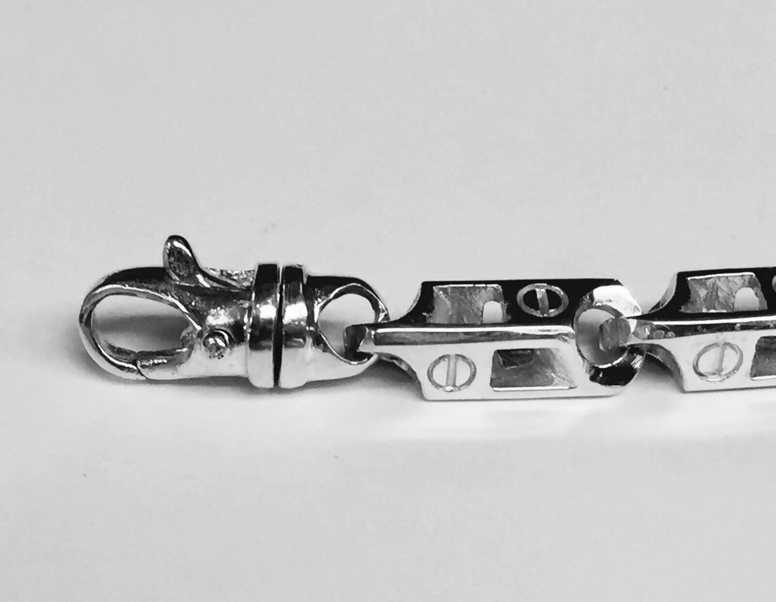 10k Solid White Gold Handmade Fashion Link Mens Chain Bracelet 8" 50