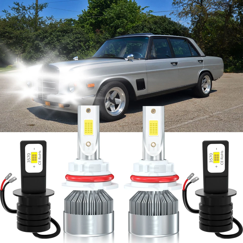 Para Mercedes-Benz 300SEL 1988-1991 LED Faro Bombilla Alta/Baja + Lámpara Antiniebla 6000K Combo Foto 2 de 4