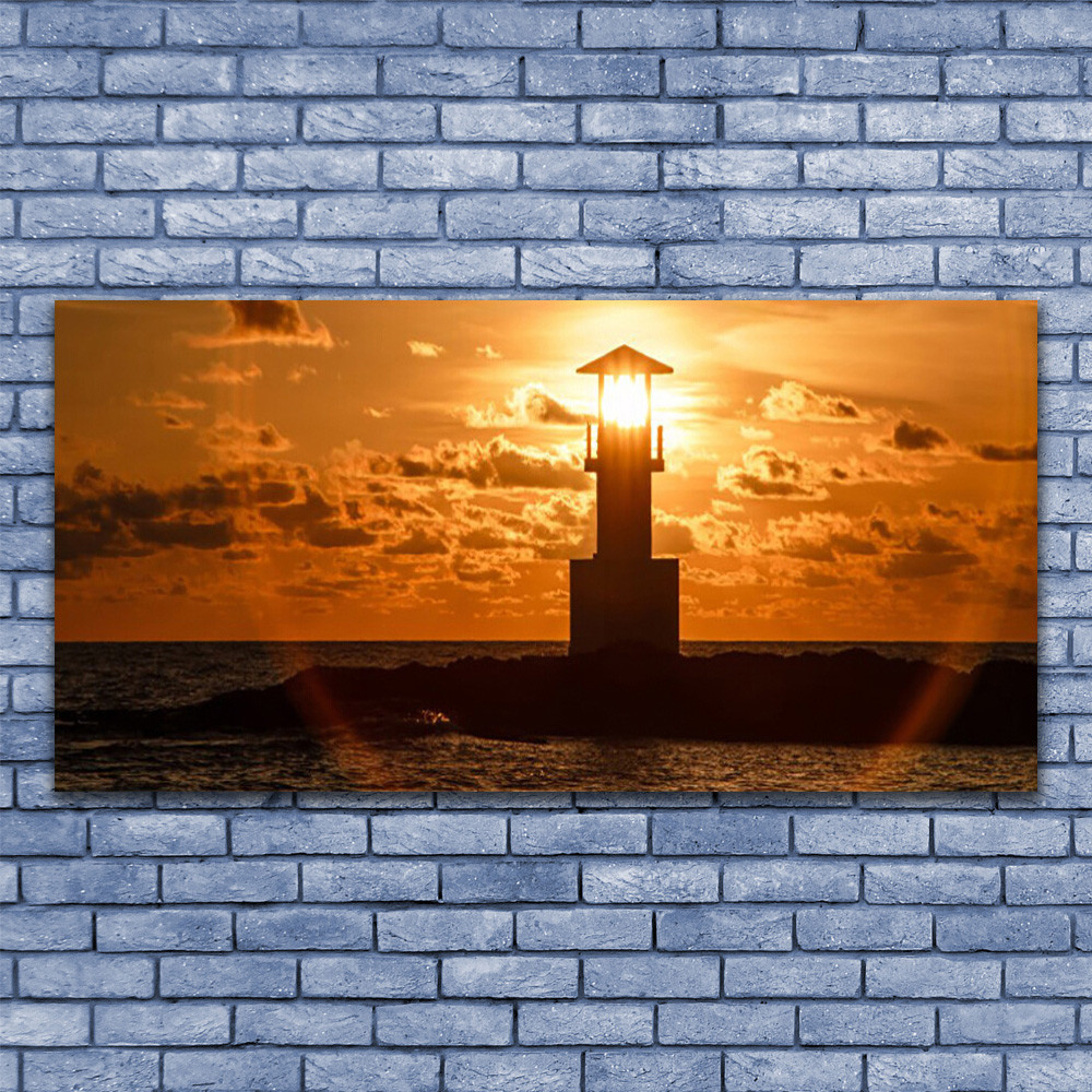 Impression sur verre acrylique phare et architecture tableau mural panoramique 140x70cm pour salon