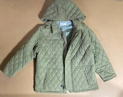 Liz Claiborne Collection Satin Lined  Quilted Green Hooded Jacket Size Large