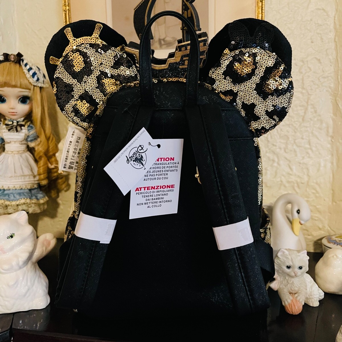 Minnie Mouse Leopard Cheetah Sequined Print Loungefly Mini Backpack Loungefly Exclusive Disney Minnie Mouse Leopard Print Double  main image 3