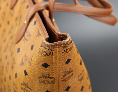 MCM Tasche Shopper Handtasche cognac braun gold schwarz Damen Medium - Bild 12 von 18