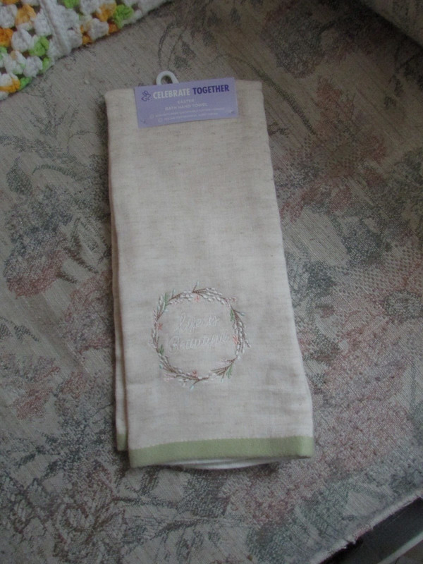 Kohl's Easter life is Beautiful Beige colored bath hand towel
