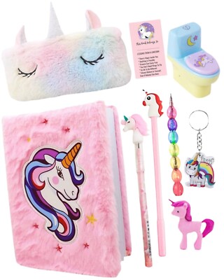 Le Delite unicorn fur diary for girls, unicorn furry notebook for girls