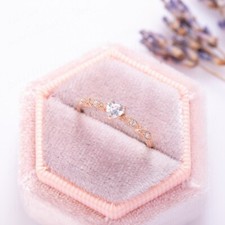 Sterling Silver Heart Shape Engagement Ring Gold Plated CZ Vintage Promise Band