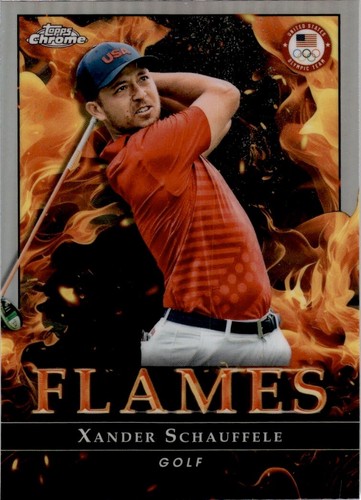 2024 Topps Chrome U.S. Olympic Xander Schauffele Flames Refractor Team USA - Bild 1 von 2