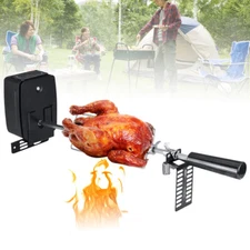 NEW Electric BBQ Rotisserie Kit w/Motor Stainless Steel Detachable Spit Rod/Fork