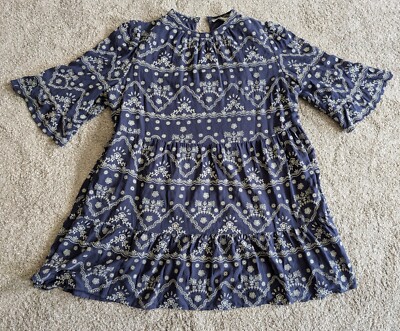 Penelope Rose dress blue embroidered Katherine tiered womens plus 2X NWT