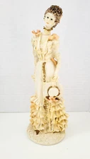 Artmark Marlo Collection Vintage 9" Figurine Victorian Lady Ruffle Dress Ceramic
