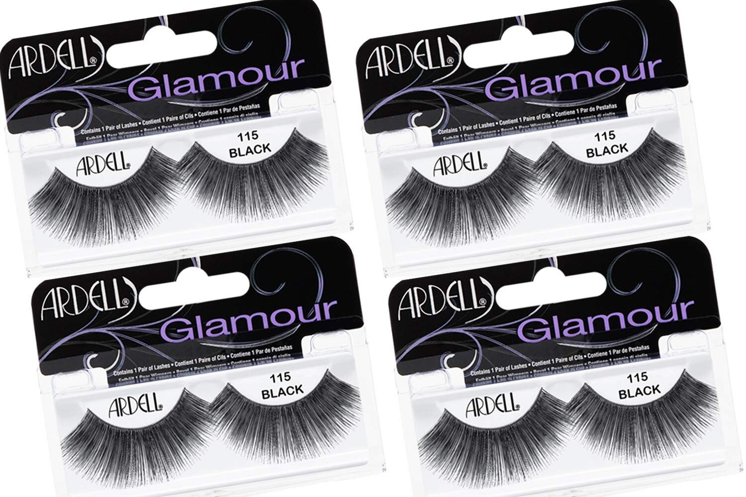 Ardell False Eyelashes Glamour #115 Black (4 Pack)