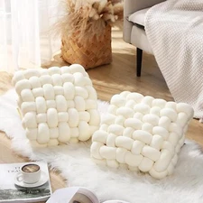 2 Pcs Knot Pillow Soft Throw Pillow Cushion Square Knotted Plush Throw Cushion 