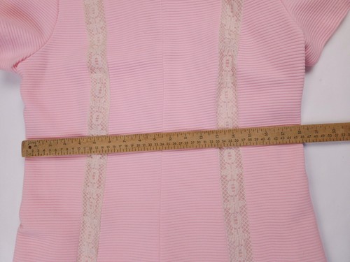 Meg Madison Vintage 60s Pink New York Ribbed Lace Shift Dress Medium - Picture 14 of 19