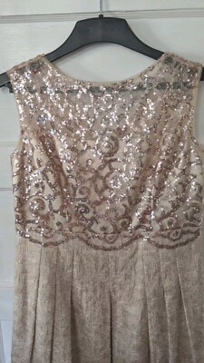 Gold Designer Evening Dress With Sequin Bodice, Has Pockets Size 14, Kay  Unger | eBay