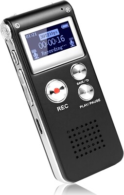 Rigwig Digital Voice Recorder 3072kbps HD, Rauschunterdrückung, 30H Akku, 8GB