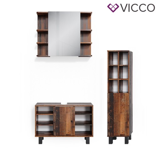 3 pces, armoire de toilette, meuble sous-vasque, placard, Vicco Fynn - Bild 2 von 7