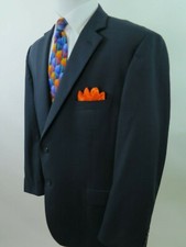 Pronto-Uomo Platinum Mens Wool Solid Dark Blue Blazer Jacket Sport Coat 48 R EUC