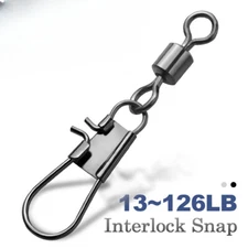 LOT Interlock Snap Rolling Swivels Stainless Steel Cross Lock Snaps Sea Fishing