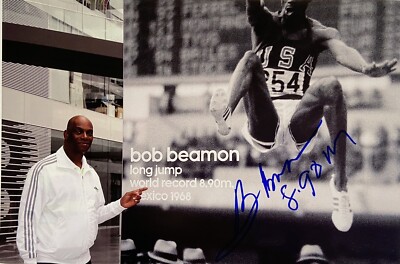 Bob Beamon signiert Foto Olympia Gold 1968 Autogramm Unterschrift Signed (22)
